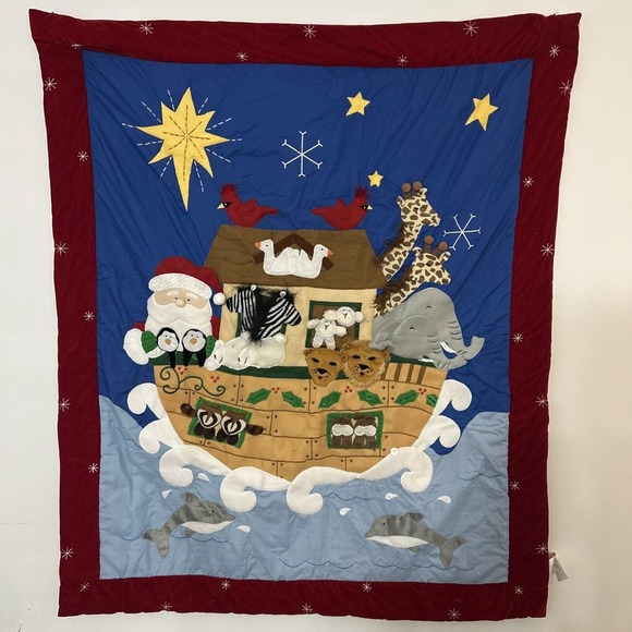 Home Interiors Wall Hanging Plush Santa Noahs Ark Christmas‎ Embellished 3D - Picture 1 of 15